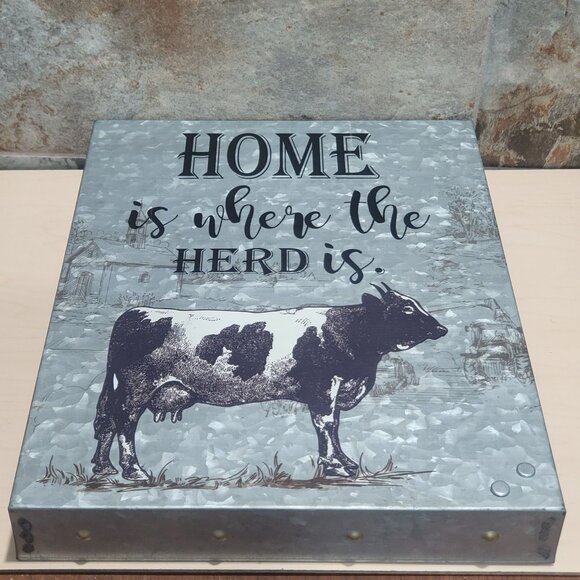 Home Is Where The Herd Is Metal Tin Wall Hanging Decor - Picture 8 of 11